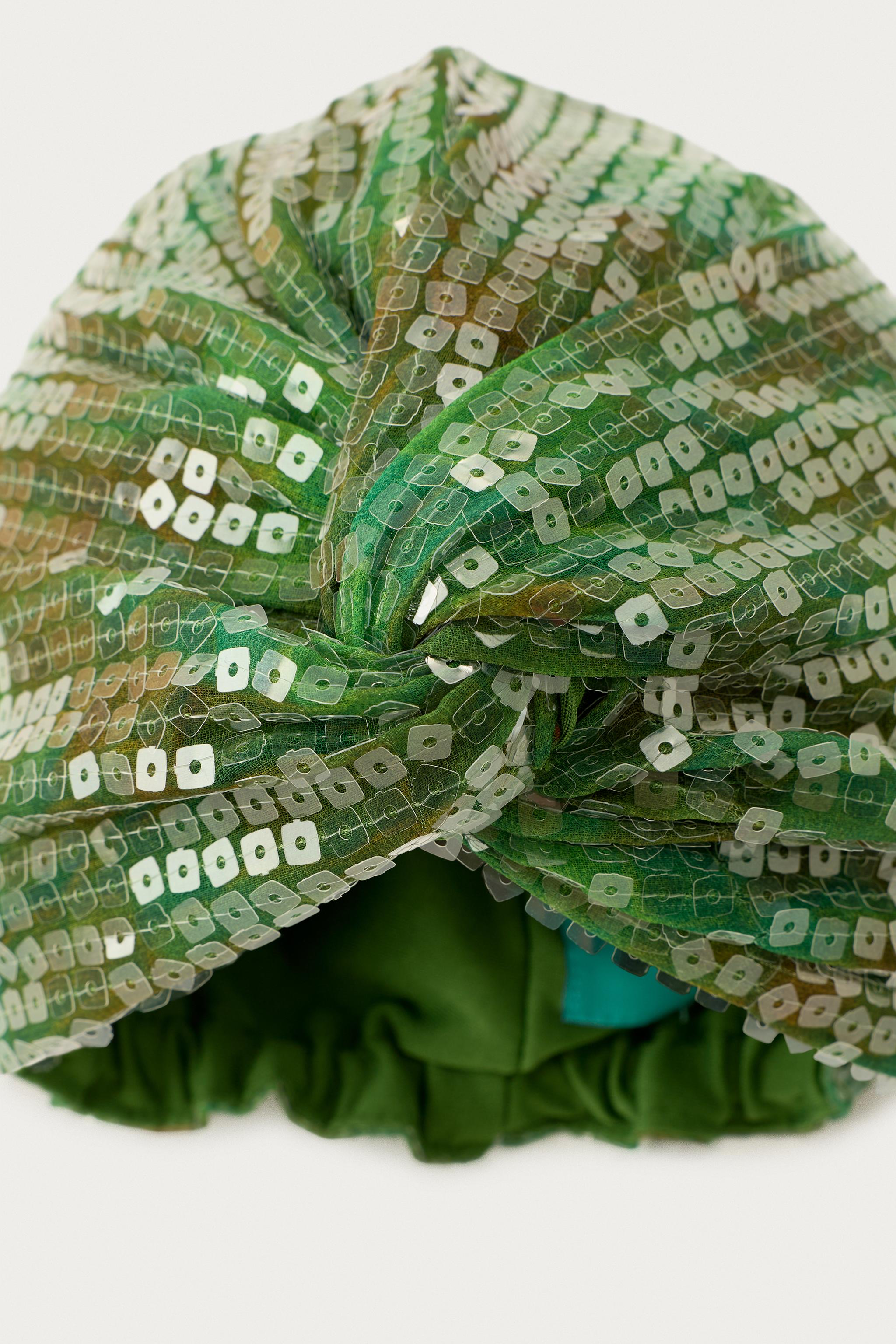 MARISA BERENSON X ZARA SEQUIN TURBAN HAT